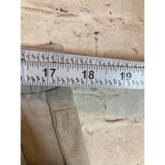 Ellen Tracy Linen Pants Womens Large Tan Relaxed Beachy Lagom Neutral Drawstring - Picture 9 of 16